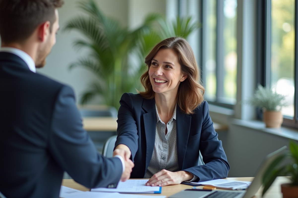 Femme responsable RH serrant la main d