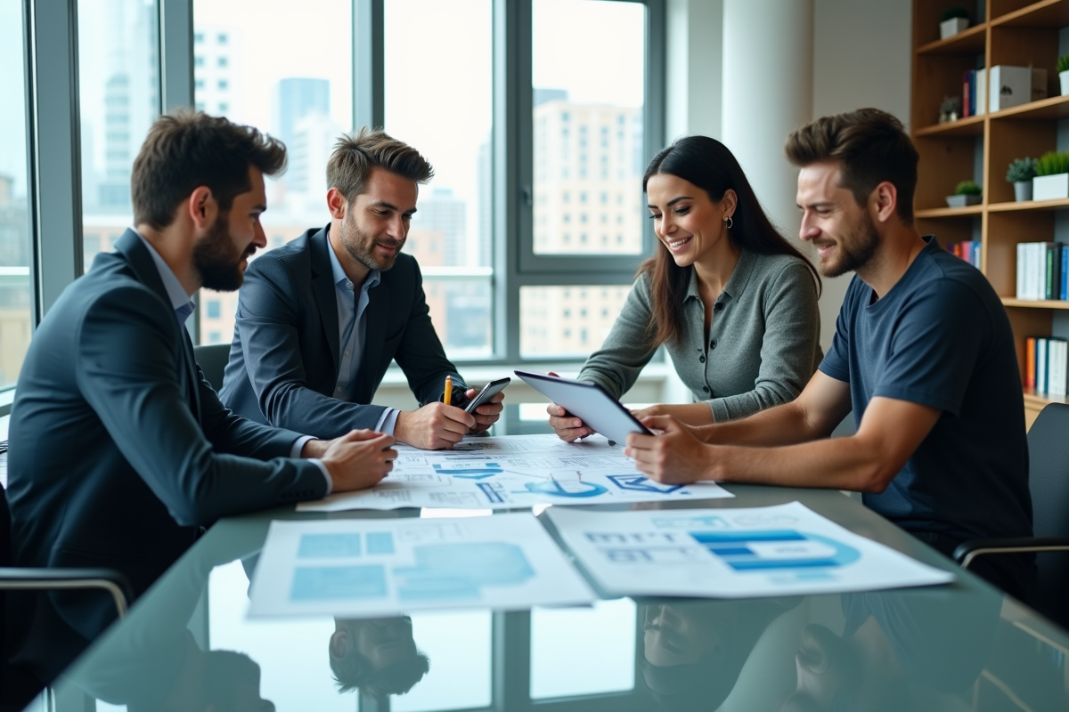 Équipe diverse planifiant des stratégies d