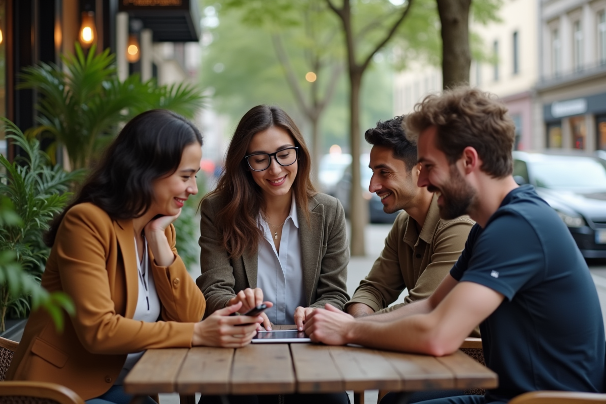 Groupe de jeunes discutant autour d