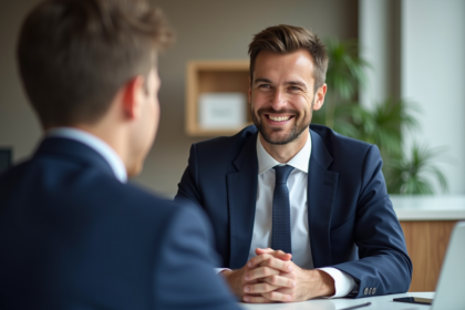 Recruteur professionnel souriant lors d'une entrevue en bureau