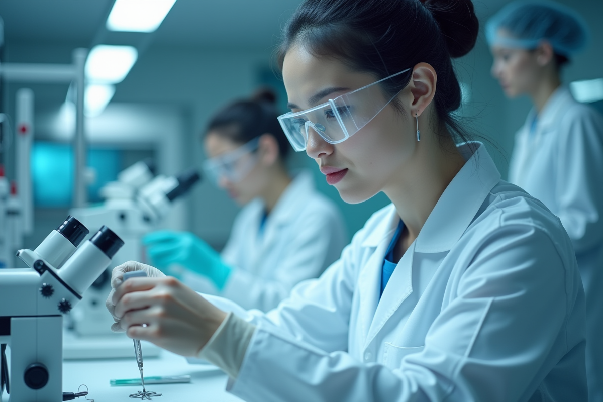 Technicien en laboratoire de santé utilisant des instruments précis
